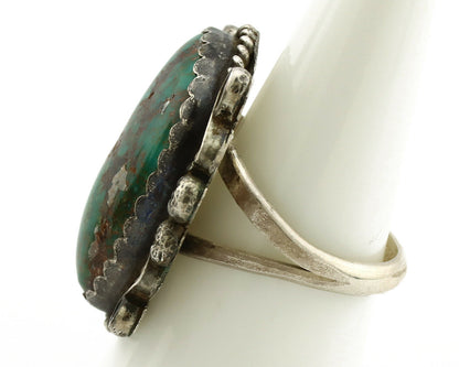 Navajo Ring .925 Silver Kingman Turquoise Artist Signed CC C.1980's
