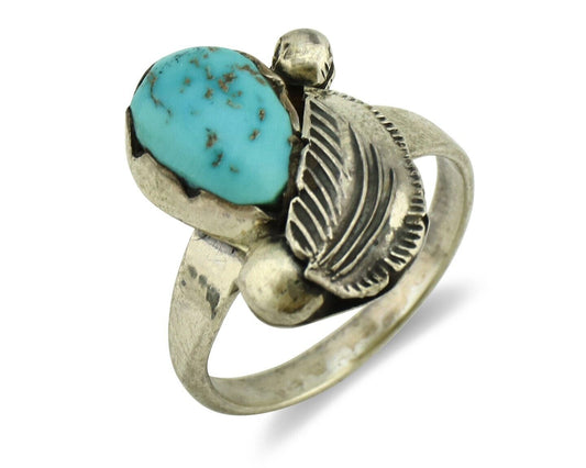 Zuni Ring 925 Silver Natural Blue Gem Turquoise Artist Signed Simplicio C.80's