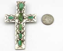 Navajo Cross Necklace 925 Silver Royston Turquoise Artist Signed JO C.80's