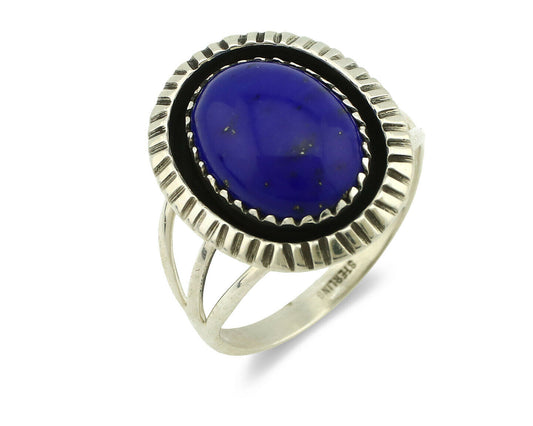 Navajo Ring .925 Silver Natural Lapis Lazuli Native American Artist C.80's