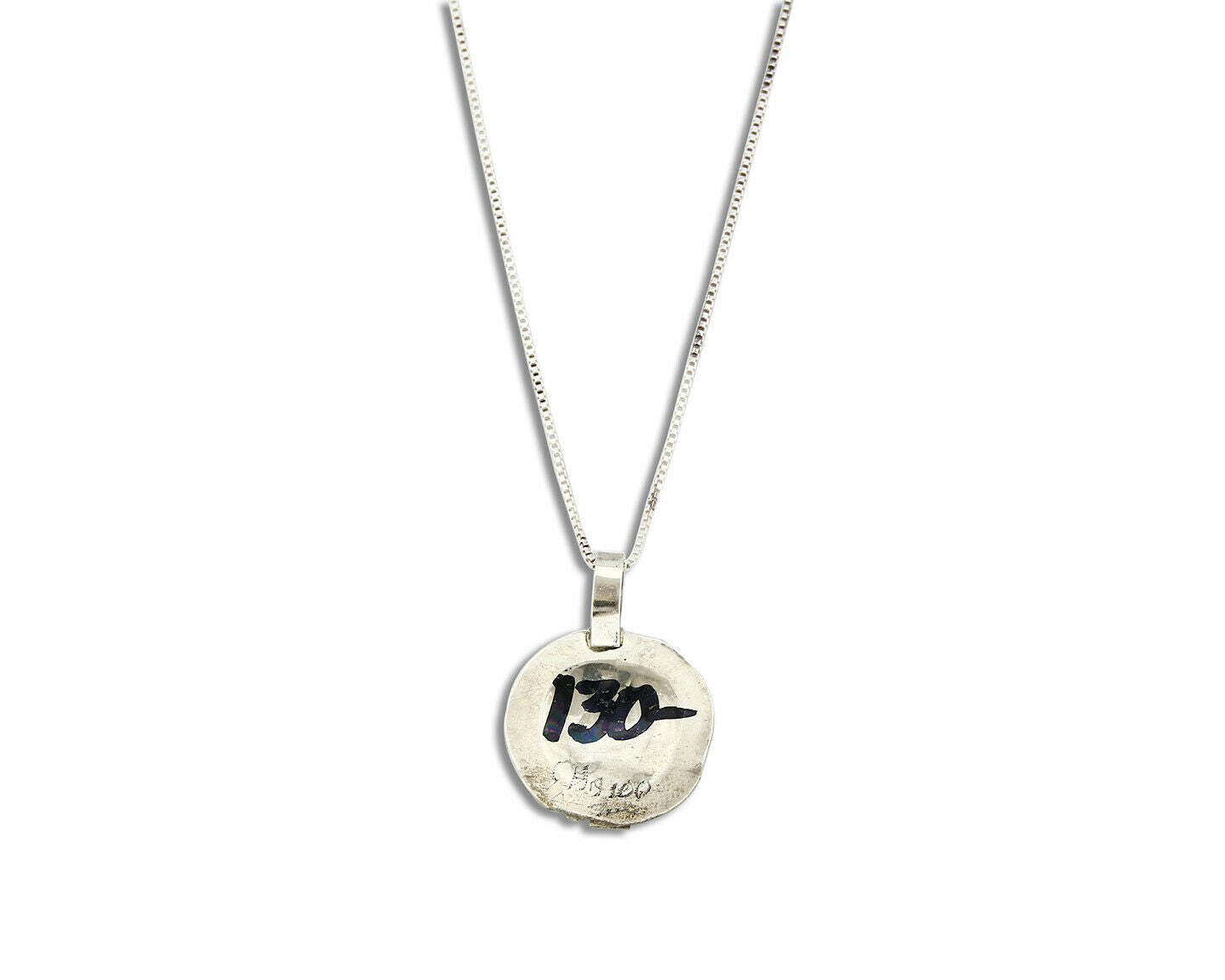 Women's Zuni Pendant .925 Silver Gemstone Handmade Signed Chaloo Necklace