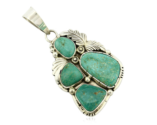 Navajo Pendant .925 Silver Turquoise Signed Artist Lee Bennett C.80's