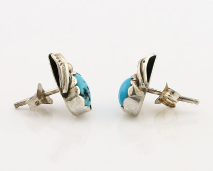 Navajo Earrings 925 Silver Natural Mined Turquoise Native American Artist C.80's