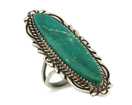 Navajo Ring .925 Silver Green Turquoise Signed Billy Eagle C.80's