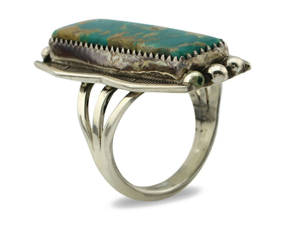 Navajo Ring .925 Silver Natural Aqua Turquoise Signed B C.80's