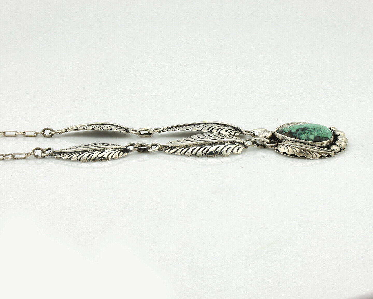 Navajo Necklace 925 Silver Spiderweb Turquoise Artist Signed C Montoya C.80's