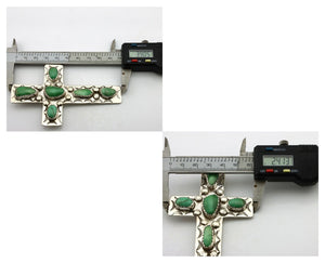 Navajo Cross Necklace 925 Silver Royston Turquoise Artist Signed JO C.80's