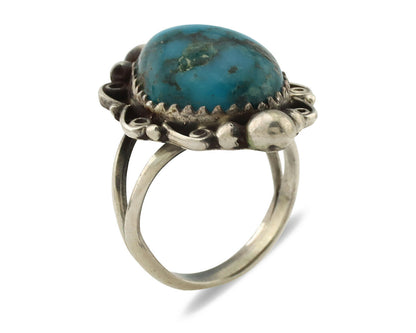 Navajo Ring .925 Silver Morenci Turquoise Native American Artist C.1980's