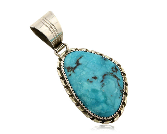 Navajo Pendant Turquoise Mountain .925 Silver Signed LTB C.80's