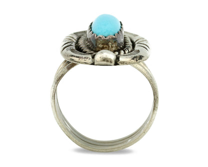 Navajo Ring .925 Silver Blue Turquoise Artist Signed V&N EDSITTY C.80's