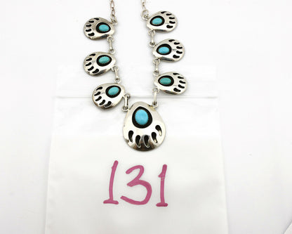 Navajo Necklace .925 Silver Sleeping Beauty Turquoise Native American C.80's