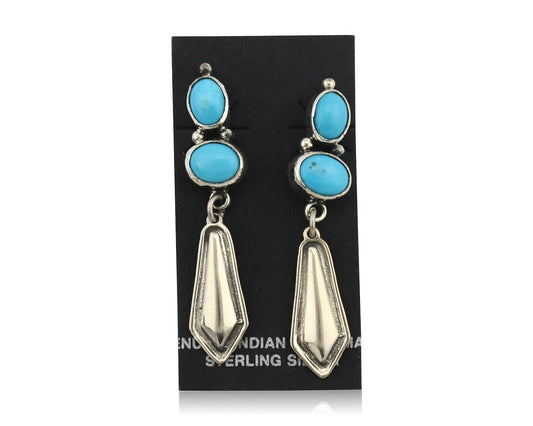 Navajo Earrings 925 Silver Natural Blue Turquoise Native American Earrings C80's