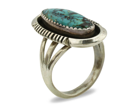 Navajo Ring .925 Silver Spiderweb Native American Artist Signed B C.1980's