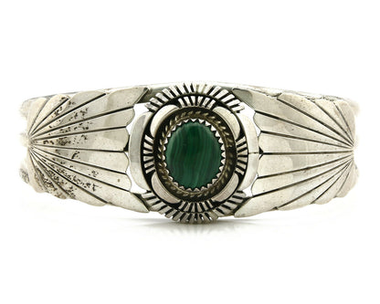 Women's Navajo Bracelet .925 Silver Natural Malachite Cuff Native American C80's