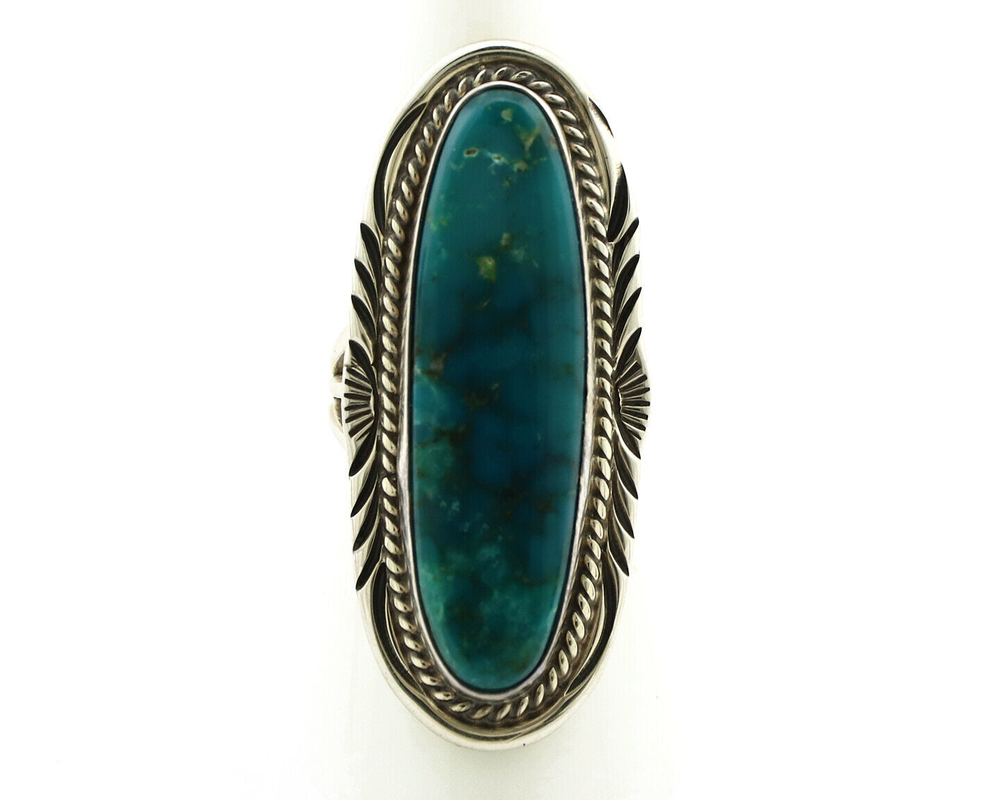 Navajo Ring 925 Silver Turquoise Mountain Artist Signed USA C.80's