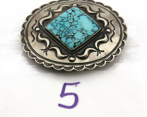 Navajo Belt Buckle .925 Silver Turquoise Signed Artist Paul J Begay Cuff C.80's