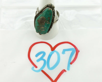 Navajo Ring .925 Silver Natural Aqua Turquoise Signed James Martin C.80's