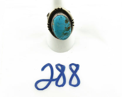 Navajo Ring .925 Silver Blue Turquoise Native American Artist C80s