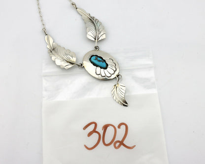 Navajo Necklace .925 Silver Sleeping Beauty Turquoise Artist Signed M C.80's