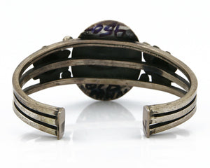 Women's Navajo Cuff .925 Silver Handmade Stamped Turquoise Bracelet C.50's