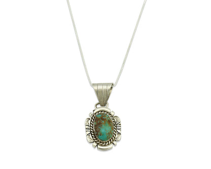 Navajo Necklace .925 Silver Kingman Turquoise Signed JP C.1980's