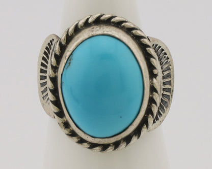 Navajo Ring .925 Silver Blue Turquoise Artist Signed C Montoya C.80's