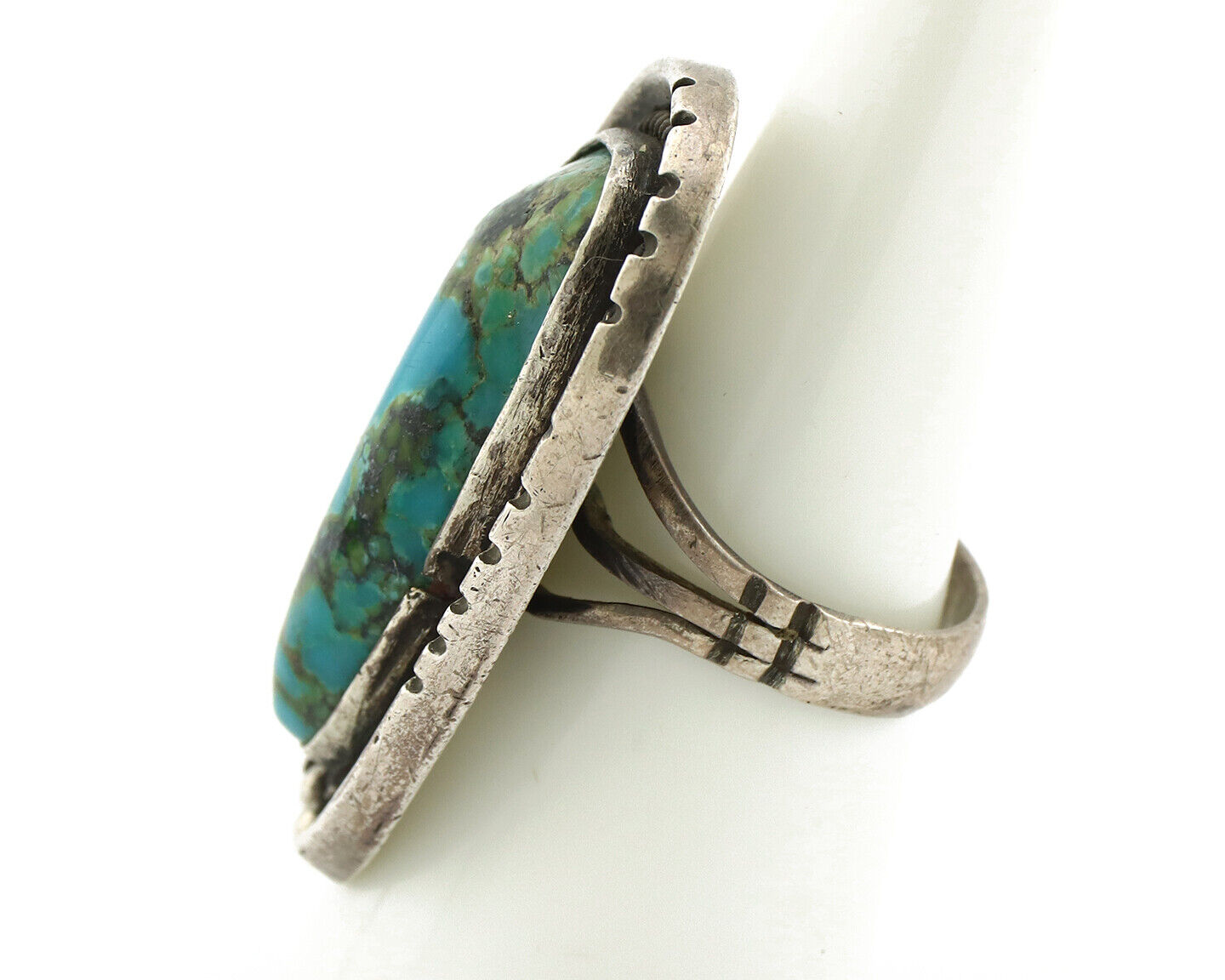 Navajo Ring 925 Silver Natural Turquoise Native Artist C.1980's