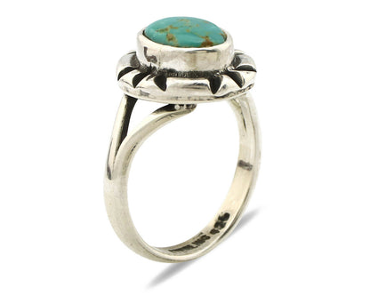 Navajo Ring .925 Silver Kingman Turquoise Artist Signed Gecko C.90's