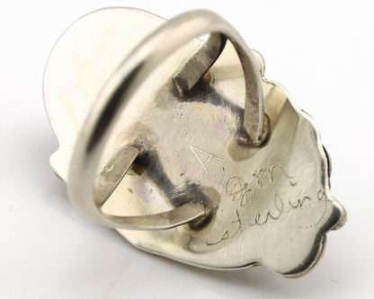 Navajo Ring 925 Silver Sleeping Beauty Turquoise Signed Justin Morris C.80's