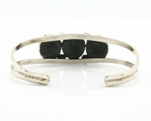 Navajo Bracelet .925 Silver Turquoise Mountain Signed Calvin Peterson C.80's