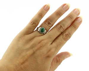 Navajo Ring 925 Silver Natural Mined Malachite Native American Artist C.80's