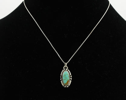 Navajo Necklace .925 Silver Arizona Turquoise Signed Gecko C.1980's