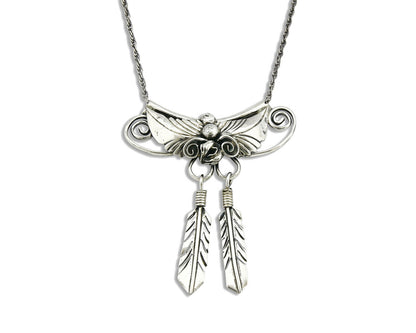 Navajo Handmade Feather Necklace .925 Silver 18 in. Long