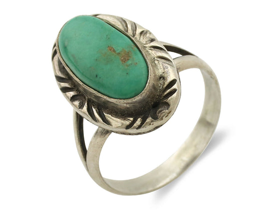 Navajo Ring .925 Silver Natural Mined Turquoise Artist Signed C.80's