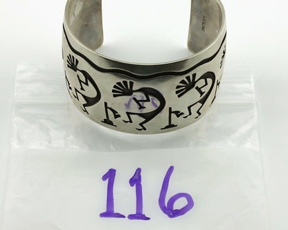 Navajo Overlay Kokopelli Bracelet .925 Silver Artist Native American C.90's