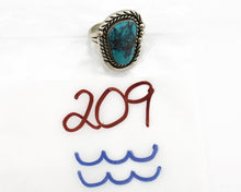 Navajo Ring 925 Silver Natural Blue Turquoise Artist Signed Ben S C.80's