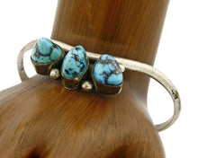 C.1980 Navajo F. Sandoval Morenci Turquoise .925 Silver Cuff Bracelet