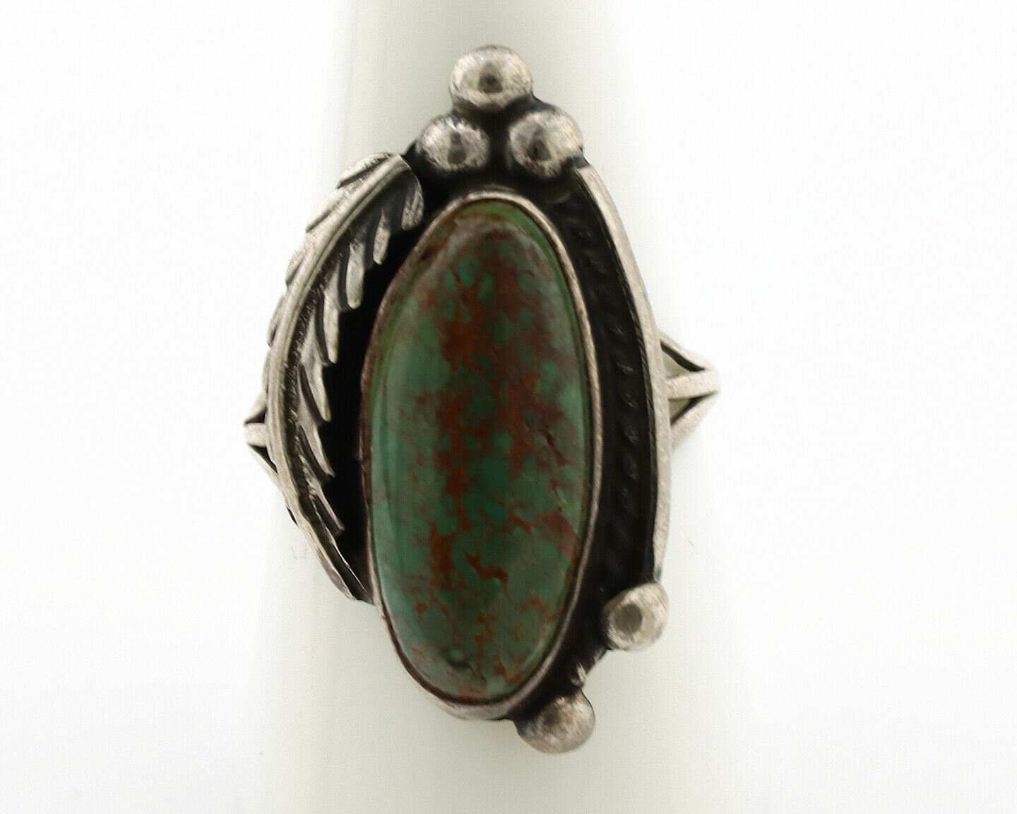 Navajo Ring .925 Silver Manassas Turquoise Signed Native Artist C.80's