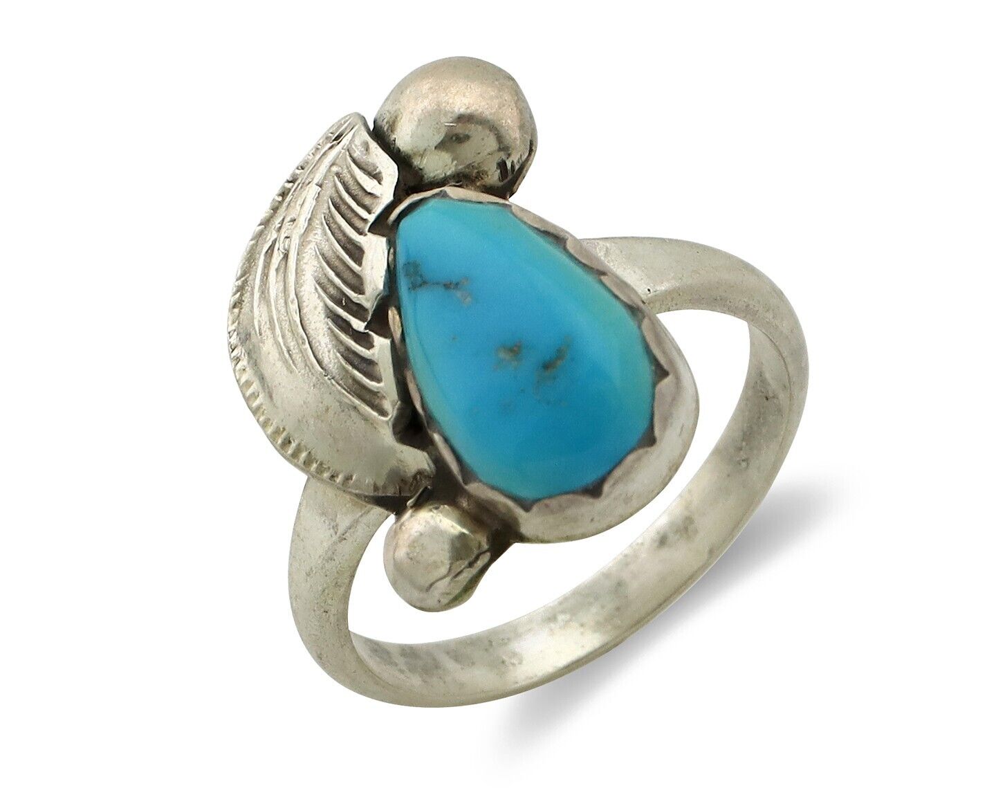 Zuni Ring 925 Silver Natural Mined Blue Turquoise Artist Signed Simplicio C.80's