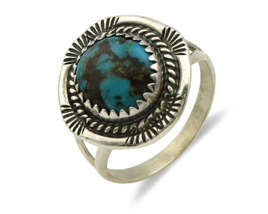 Navajo Ring .925 Silver Blue Turquoise Native American Artist C.1980's