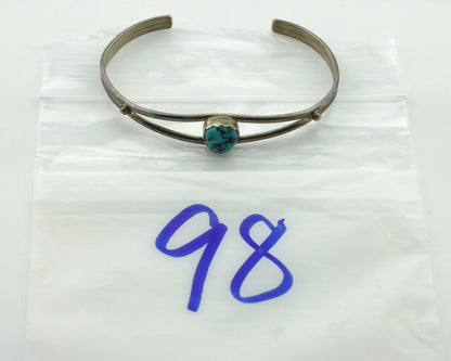 Navajo Bracelet .925 Silver Blue Turquoise Artist Signed A. Thom C.80's