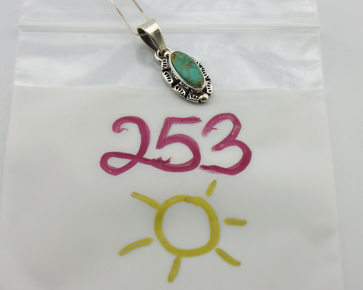 Navajo Necklace 925 Silver Kingman Turquoise Artist Signed Gecko C.80's