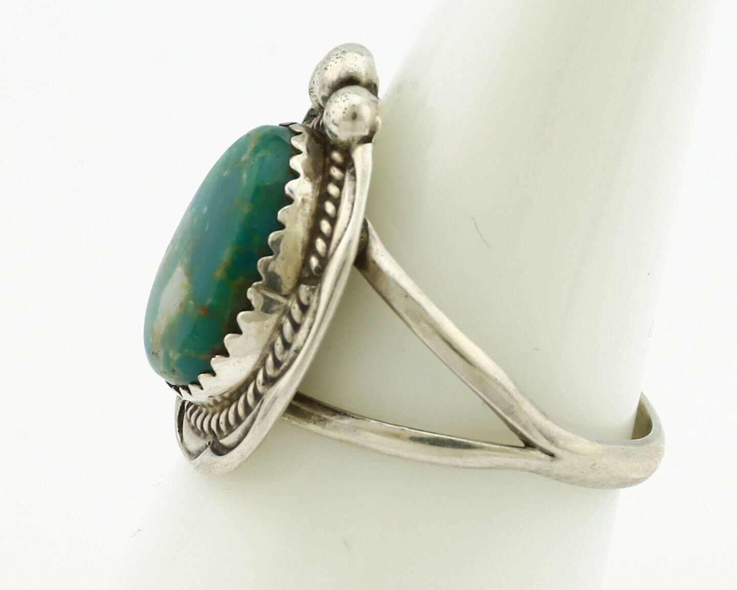 Navajo Ring .925 Silver Green Turquoise Artist Signed A C.1980's