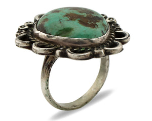 Navajo Ring 925 Silver Natural Turquoise Native American Artist C.1980's
