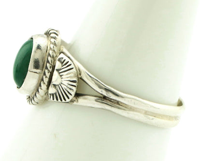 Navajo Ring 925 Silver Natural Mined Malachite Native American Artist C.80's