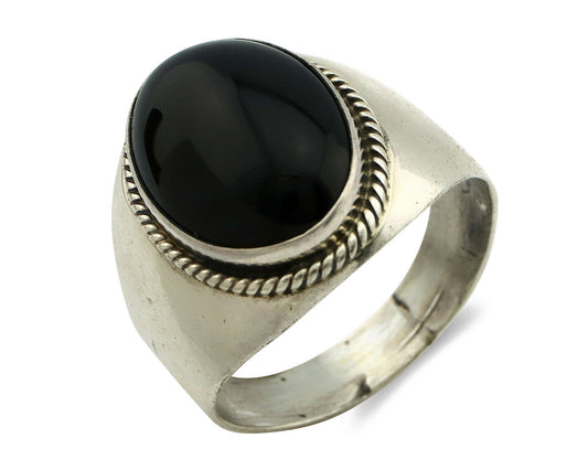 Navajo Ring .925 Silver Handmade Black Onyx Native American Artist C.80's