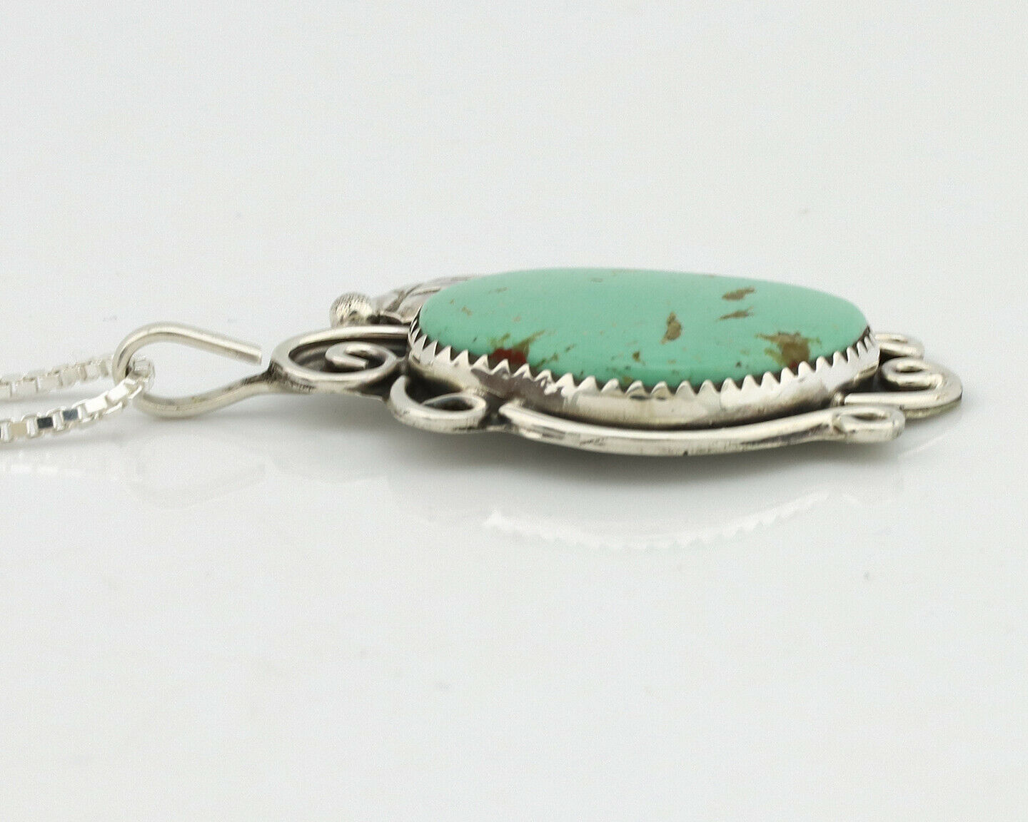 Navajo Necklace .925 Silver Kingman Turquoise Native Artist C.1980's