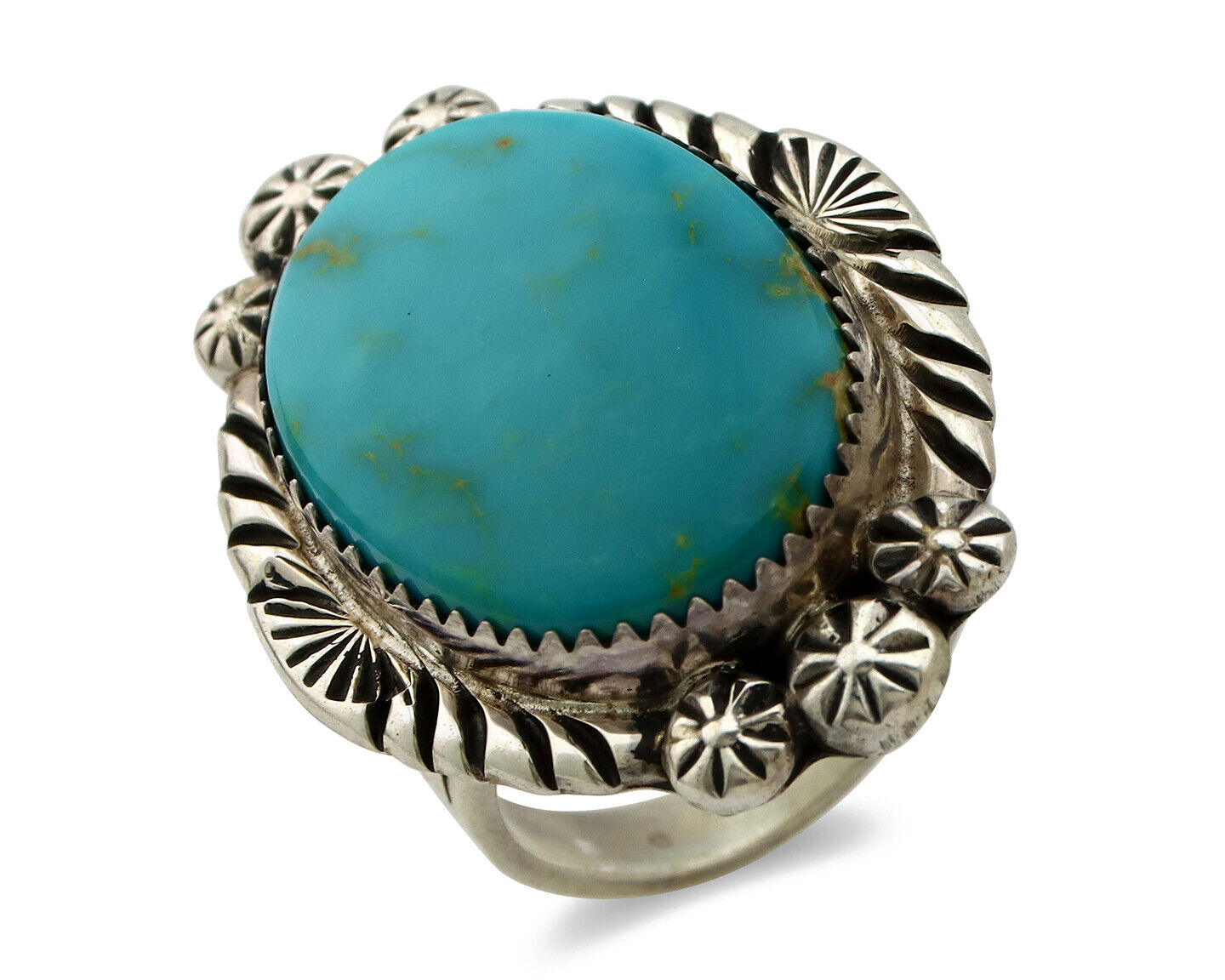 Navajo Ring 925 Silver Turquoise Mountain Artist Signed M Begay C.80's