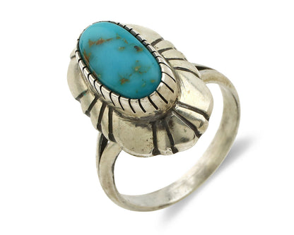 Navajo Ring .925 Silver Arizona Turquoise Signed M Montoya C.80's