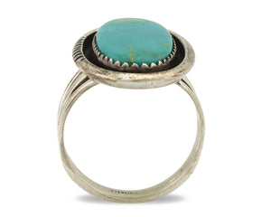 Navajo Ring .925 Silver Kingman Turquoise Native American Artist C.1980's